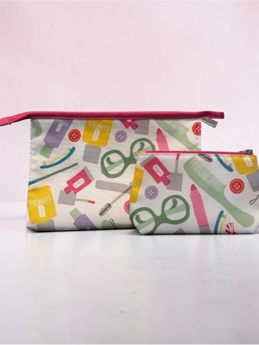 Clinique Two-Piece Makeup Bag Cosmetic Pouch Set